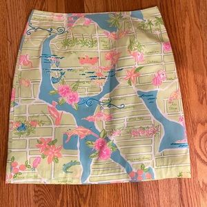 Favorite Lilly Pulitzer skirt pinks, blues and green
